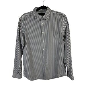 Theory Mens Irving Jay Stripe Button Down Shirt Black White M career designer